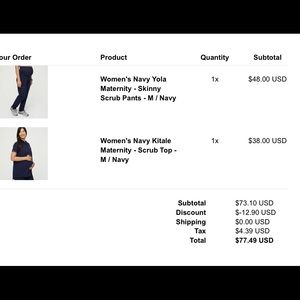 Figs maternity medium navy scrubs. Worn 2 times. Selling pant and shirt together
